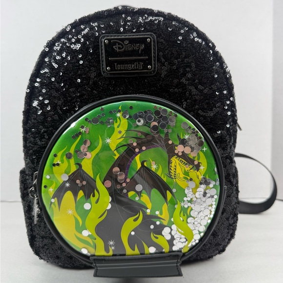 Loungefly Disney Villains Maleficent Dragon Sequin Snow Globe Mini Backpack main image 9